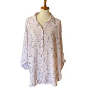 Loft plus floral button down blush top size 18